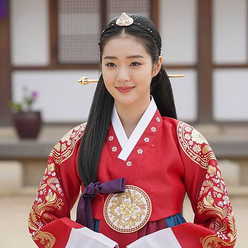 Elegant Korean Hanbok Portrait of a Woman