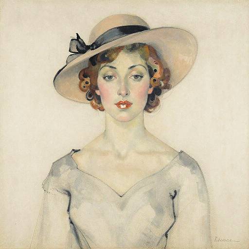 Modern Impressionist Portrait of a Woman in Hat