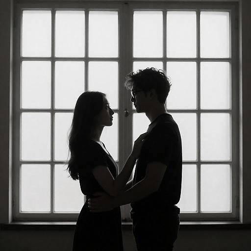 Backlit Couple Embrace by Window Light