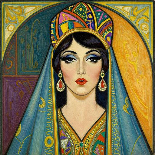 Art Deco Oriental Woman Illustration