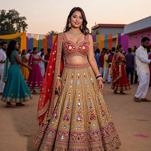 Vibrant Garba Lehenga at Holi Festival