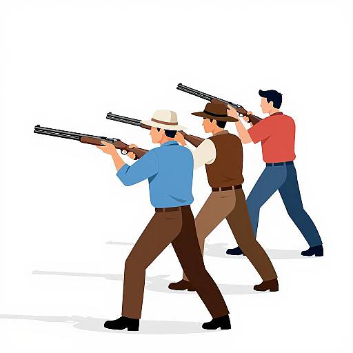 Dynamic Action Scene of Three Men