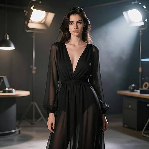 Elegant Model in Dim Industrial Setting