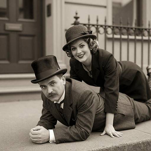 1920s Sepia-Toned Sidewalk Portrait