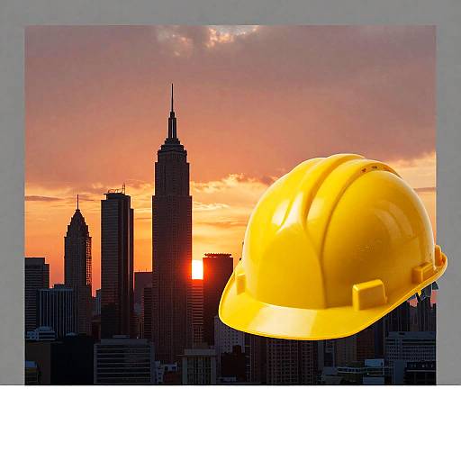 Futuristic Cityscape with Hard Hat