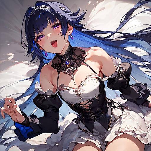 Petite Gothic Idol with Blue-Black Hair