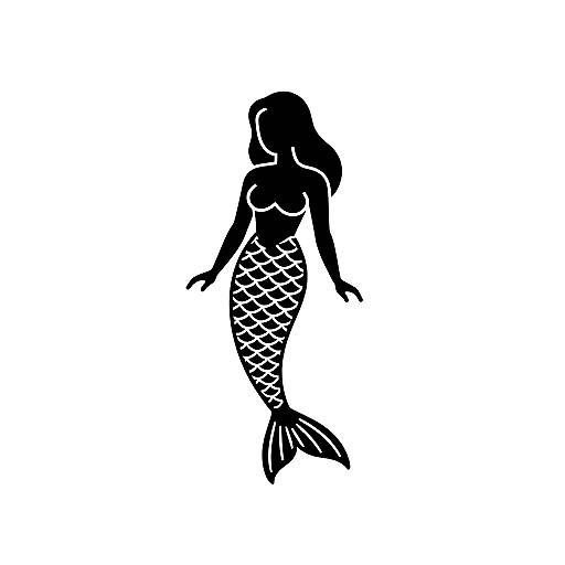 Minimalist Black and White Mermaid Logo