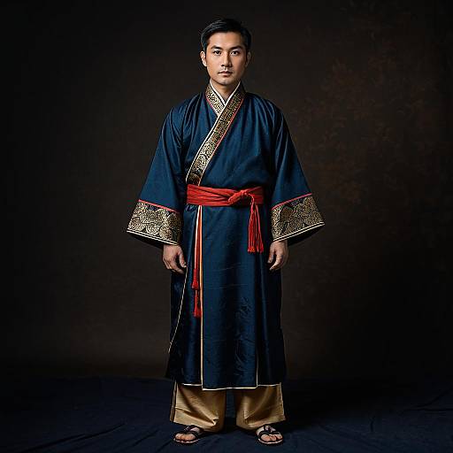 Asian Man in Traditional Chinese Robe