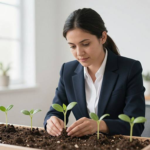 Businesswoman Nurturing Growth Metaphor