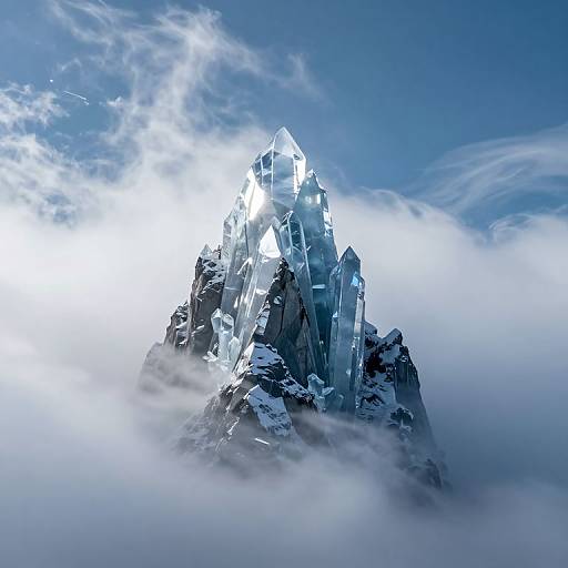 Icy Crystalline Mountain Piercing Sky
