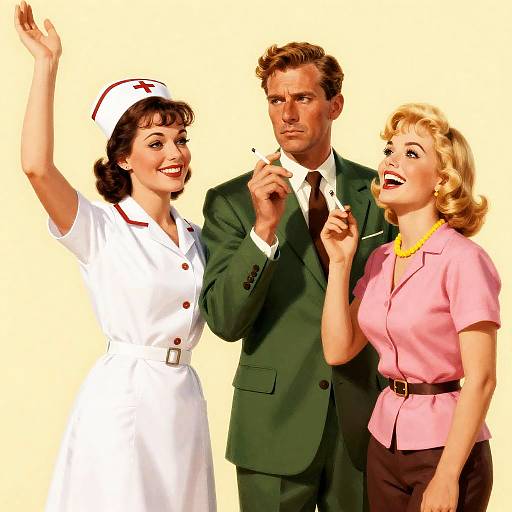 Vintage Illustration of Diverse Characters