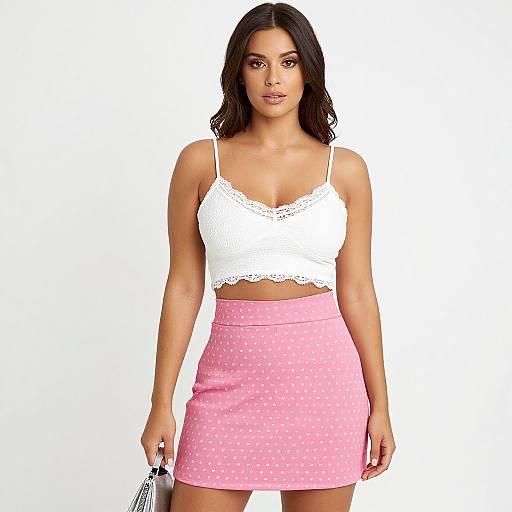 Contemporary Casual Woman in Pink Skirt