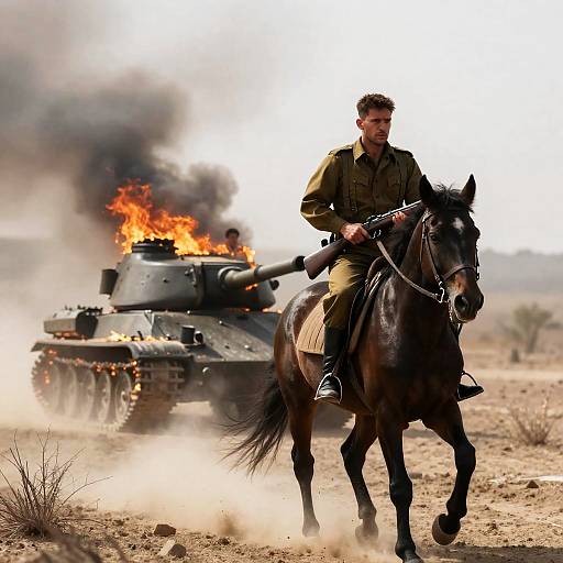 Dramatic Military Scene on a Horse