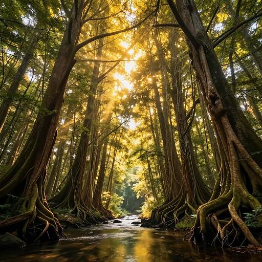 Inverted Majestic Trees in Mystical Forest