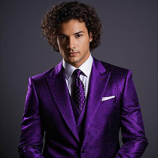 Handsome Man in Purple Satin Suit
