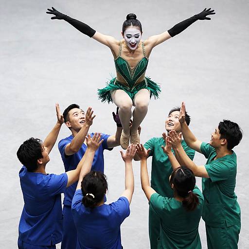 Dynamic Dance Performance on Marble Stage
