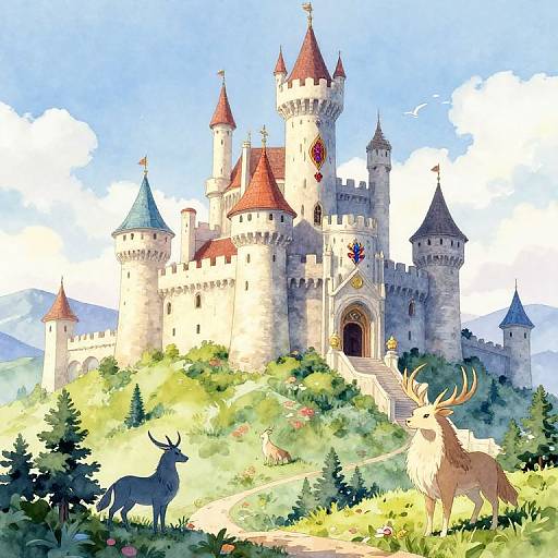 Ukrainian Fantasy Castle in Watercolor