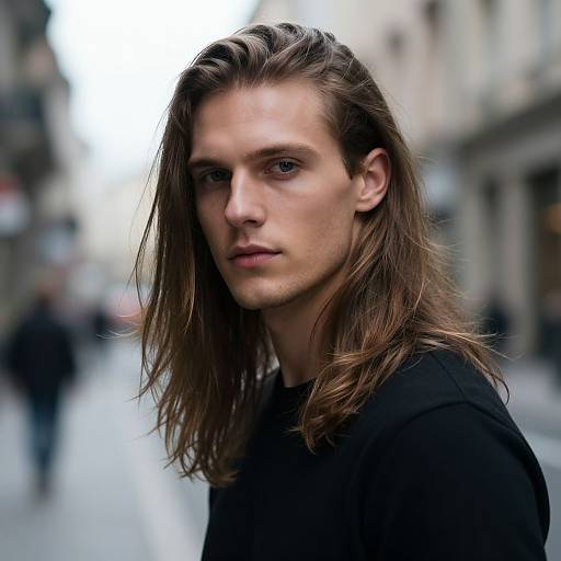 Fit European Man with Curtain Haircut