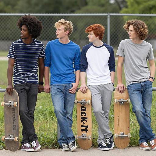 Chill Vibes: Skateboarding Teens at Fence