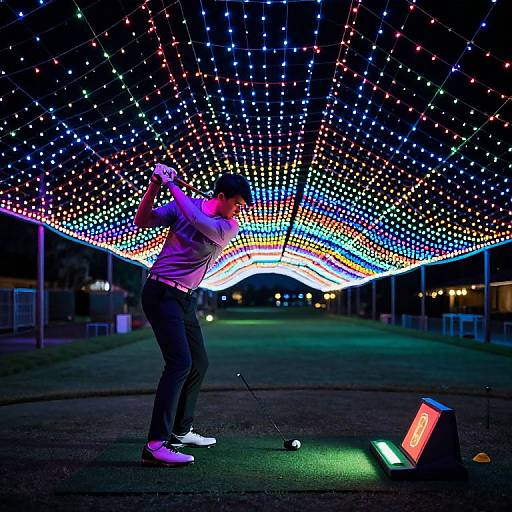 Cyberpunk Golfer Under Neon Lights