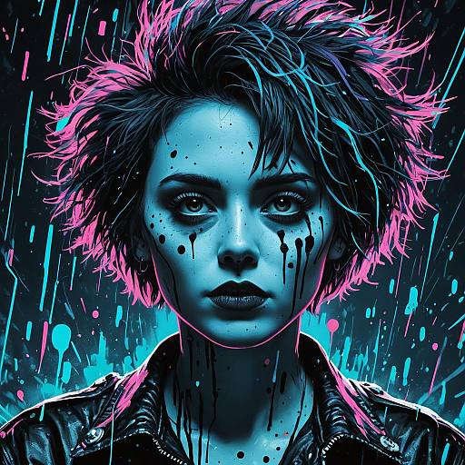 Neon Punk Woman Portrait