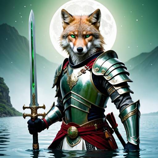 Fantasy Warrior with Wolf and Fox