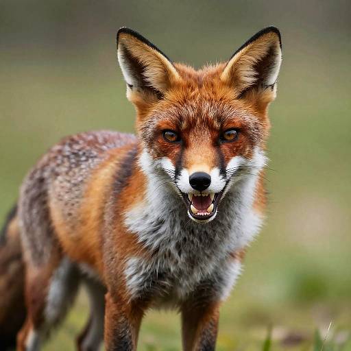 Angry Red Fox Snarling Fiercely