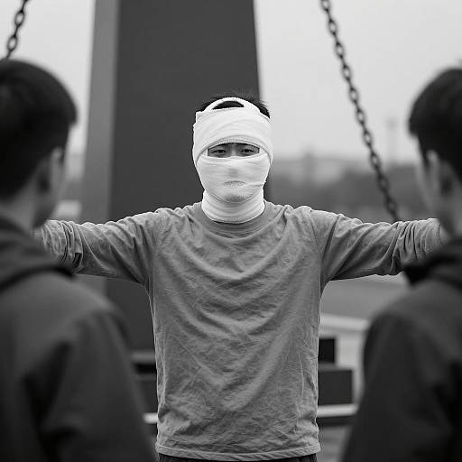 Mysterious Figure in Black and White