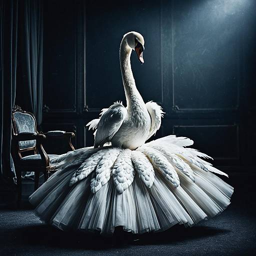 Elegant Anthropomorphic Swan in Evening Gown