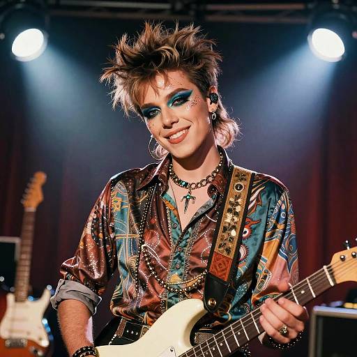 Vintage Glam Rock Concert Portrait