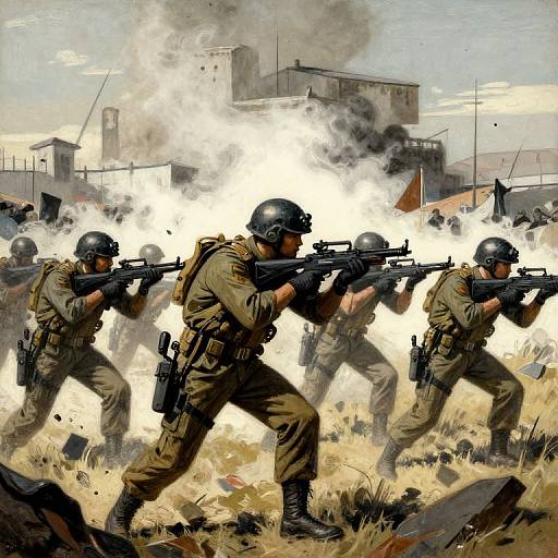 Professional Soldiers in Battlefield Illustration