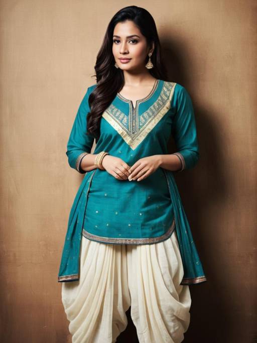 Woman in Elegant Dhoti Suit Salwar