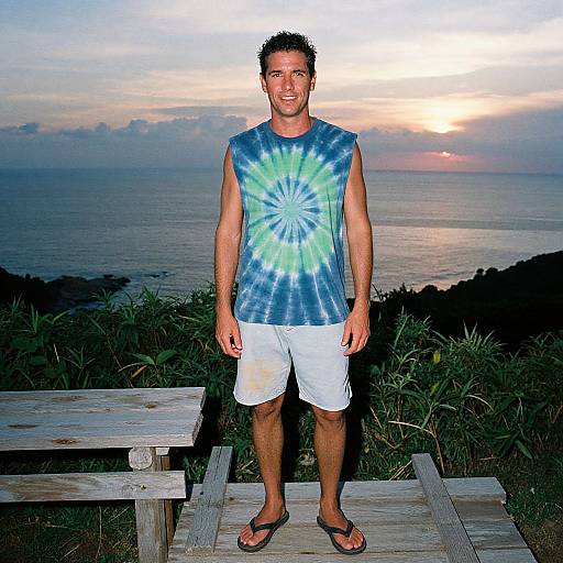 Relaxed Man by Coastal Sunset Deck