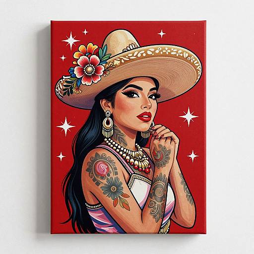 Vibrant Chicano Woman Canvas Art