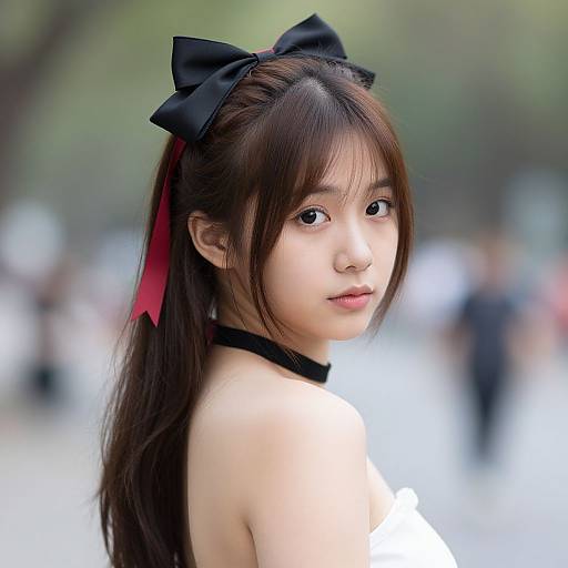 Realistic Casual Portrait with Hair Bows