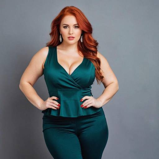 Confident Curvy Red-Haired Woman in Modern Outfit