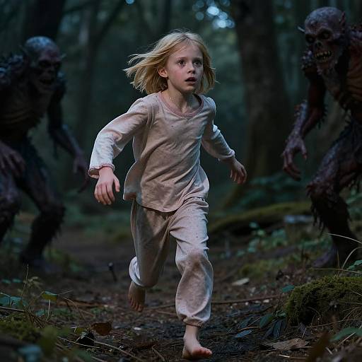 Night Forest Escape — Young Woman