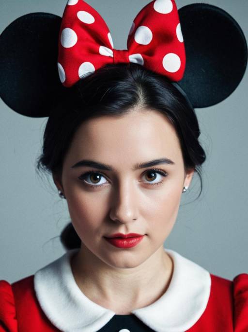 Woman Wearing Minnie Mouse Headband Close-Up