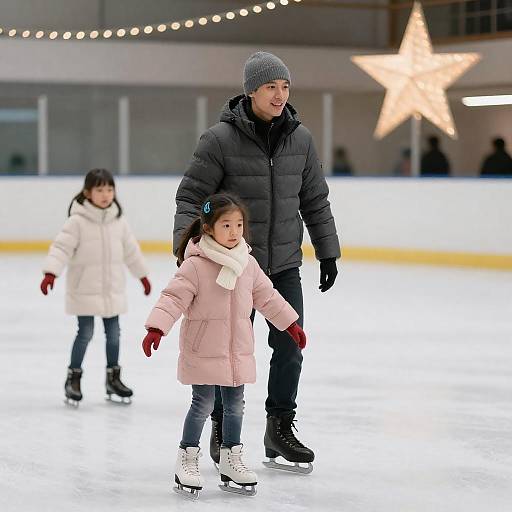 Joyful Ice Skating Family Moment