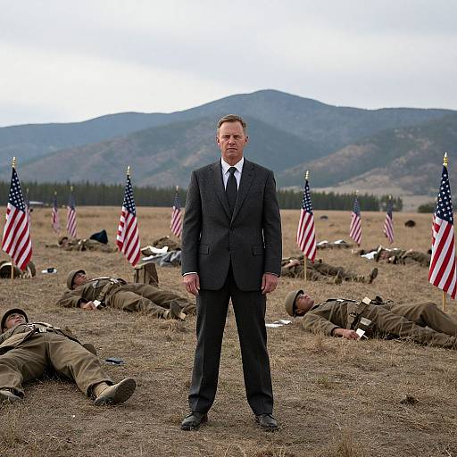 Man in Suit on Battlefield