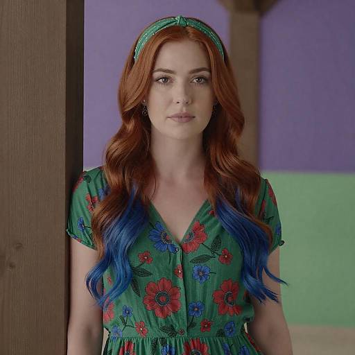 Vibrant Woman with Colorful Hair Portrait