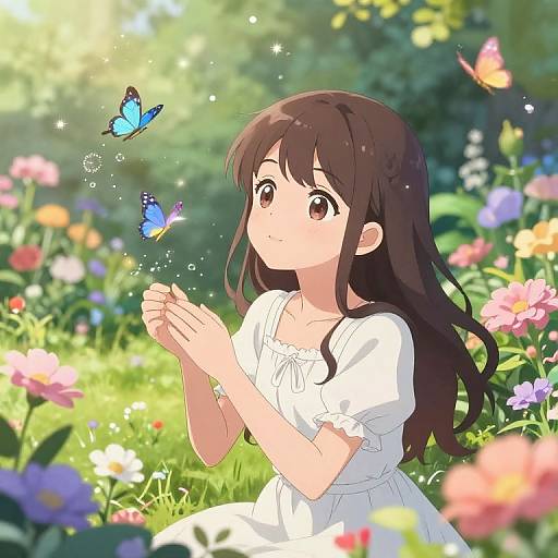 Whimsical Loliy Girl in Magical Garden