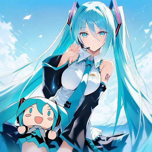 Illustration of Hachune miku, vocaloid in the style of Inoue takuya (tactactak)