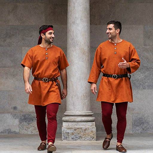 Medieval Men in Colorful Tunics