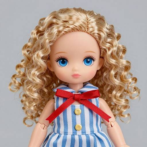 Blonde Doll in Striped Outfit