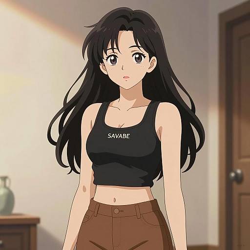 Elegant Anime Portrait of Young Woman