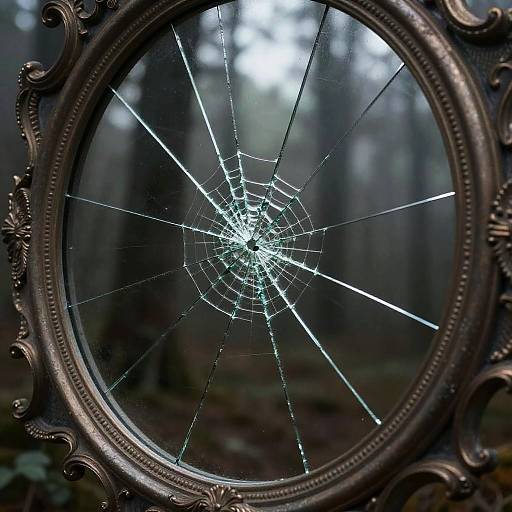 Gloomy Cracked Mirror Reflection