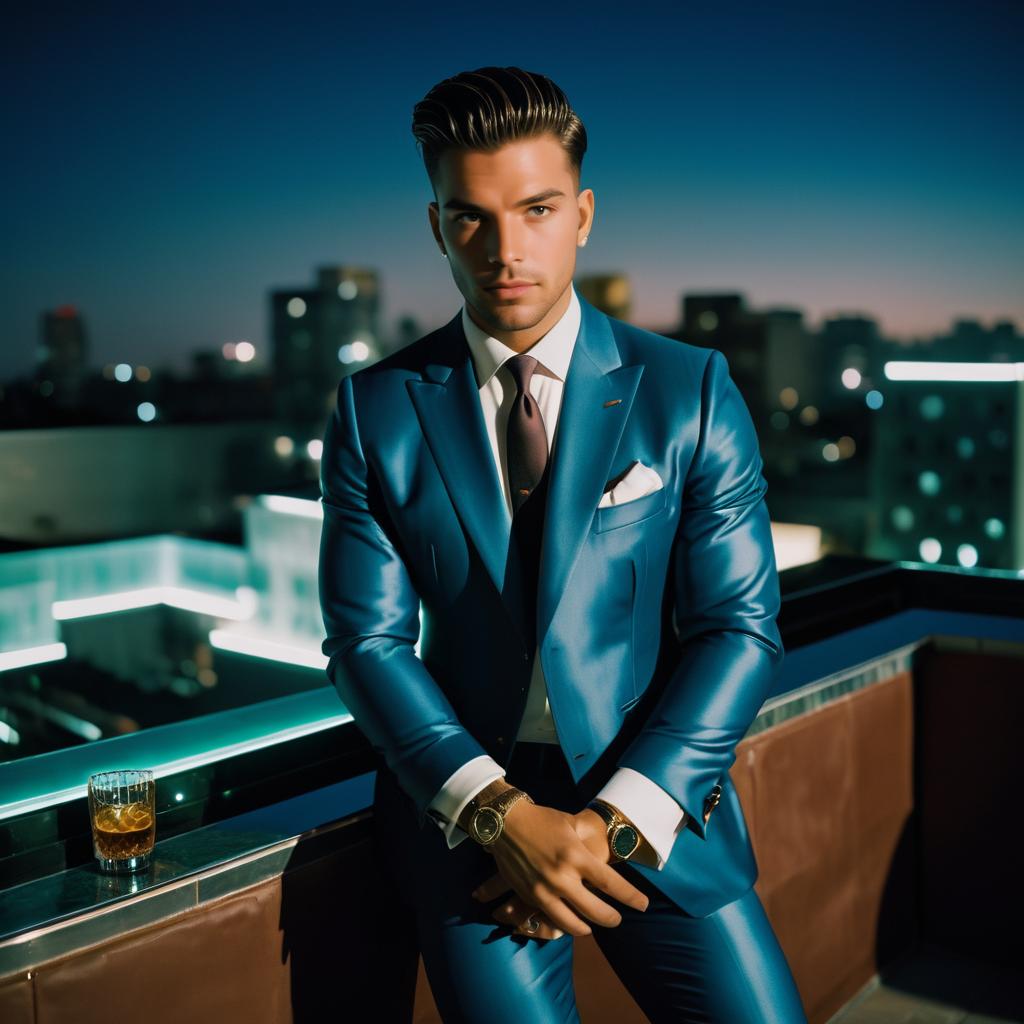 Dapper Man at Rooftop Bar Photography