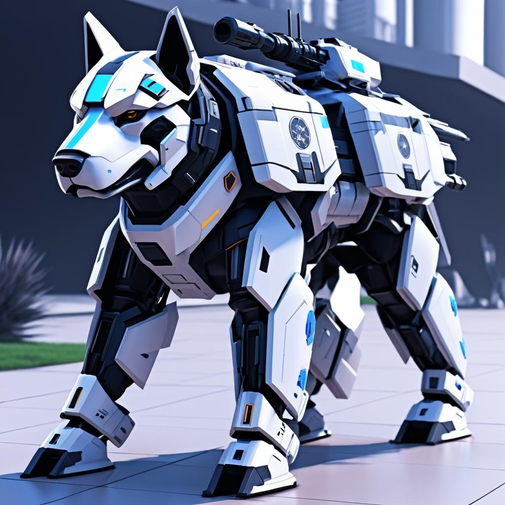 Futuristic Mecha Dog Warrior Concept