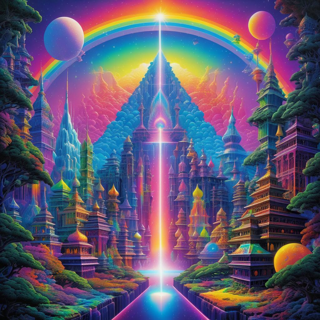 Vibrant Neon Fantasy Celestial Dimension Art